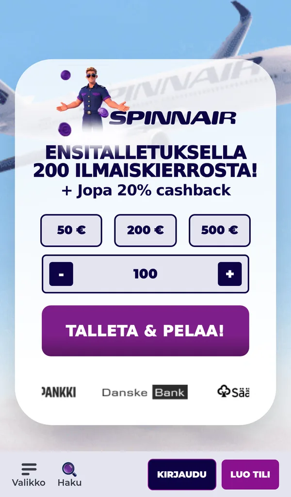 Spinnair: etusivun talletuslomake