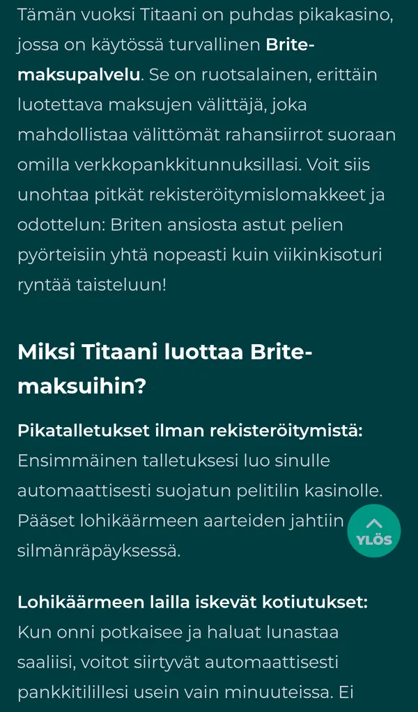 Titaani: maksutapasivu - Brite